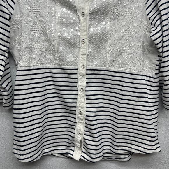 Womens Sequin Embroidered Fairy Chic Colorblock Party Womens Top Size Medium - Picture 3 of 11